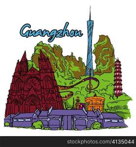 guangzhou doodles vector illustration