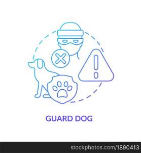 Guard dog blue gradient concept icon. Domestic animal abstract idea thin line illustration. Pet trained to protect house form burglary. Family guardian. Vector isolated outline color drawing.. Guard dog blue gradient concept icon
