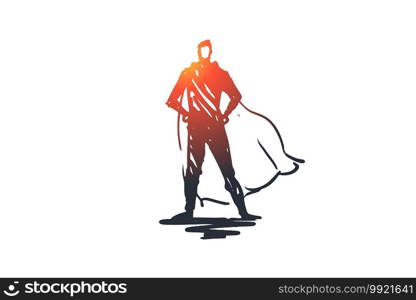 Guard, security, police, cop, safety concept. Hand drawn security guard in uniform concept sketch. Isolated vector illustration.. Guard, security, police, cop, safety concept. Hand drawn isolated vector.