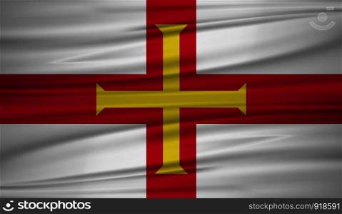 guernsey flag vector. Vector flag of guernsey blowig in the wind. EPS 10.