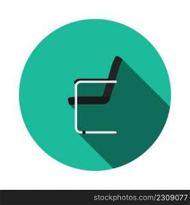 Guest Office Chair Icon. Flat Circle Stencil Design With Long Shadow. Vector Illustration.