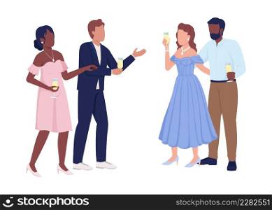 Guests raising toast semi flat color vector characters. Standing figures. Full body people on white. Festive celebration simple cartoon style illustration for web graphic design and animation. Guests raising toast semi flat color vector characters