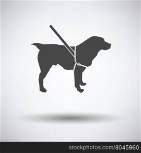 Guide dog icon on gray background with round shadow. Vector illustration.