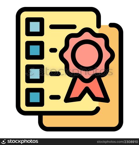 Guideline certificate icon. Outline guideline certificate vector icon color flat isolated. Guideline certificate icon color outline vector
