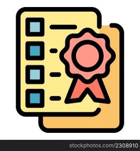 Guideline certificate icon. Outline guideline certificate vector icon color flat isolated. Guideline certificate icon color outline vector