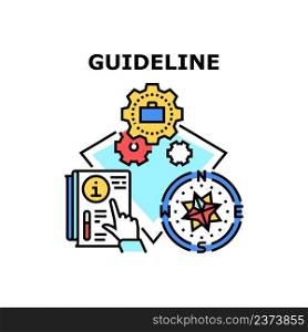 Guideline Info Vector Icon Concept. Guideline Info Direction And Manual Textbook Researching For Business Development And Start. Company Occupation Working Process Color Illustration. Guideline Info Vector Concept Color Illustration