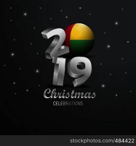 Guinea Bissau Flag 2019 Merry Christmas Typography. New Year Abstract Celebration background