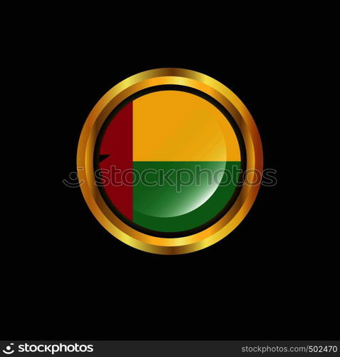 Guinea Bissau flag Golden button