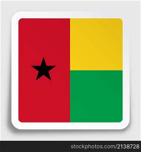 Guinea Bissau flag icon on paper square sticker with shadow. Button for mobile application or web. Vector
