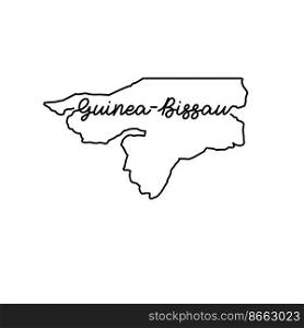 Guinea-Bissau outline map with the handwritten country name. Continuous line drawing of patriotic home sign. A love for a small homeland. T-shirt print idea. Vector illustration.. Guinea-Bissau outline map with the handwritten country name. Continuous line drawing of patriotic home sign