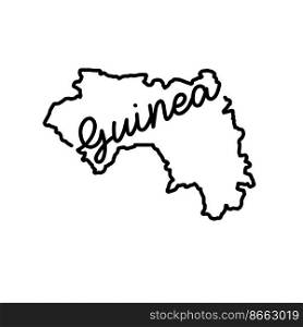 Guinea outline map with the handwritten country name. Continuous line drawing of patriotic home sign. A love for a small homeland. T-shirt print idea. Vector illustration.. Guinea outline map with the handwritten country name. Continuous line drawing of patriotic home sign