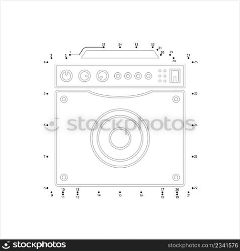 Guitar Amplifier Icon Connect The Dots, Guitar Amp Icon, Electrical Signal Strengthener For Loudspeaker Vector Art Illustration, Puzzle Game Containing A Sequence Of Numbered Dots