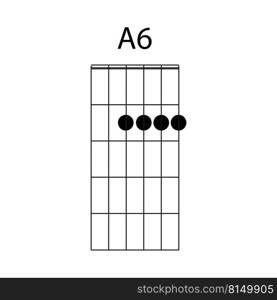 guitar chord icon A6 vector illustration design