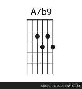 guitar chord icon A7b9 vector illustration design