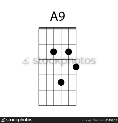 guitar chord icon A9 vector illustration design