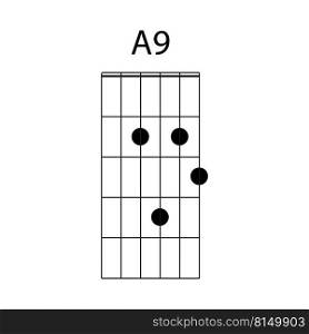guitar chord icon A9 vector illustration design