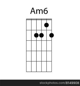 guitar chord icon Am6 vector illustration design