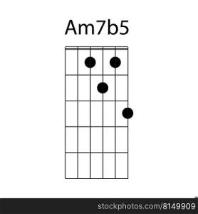 guitar chord icon Am7b5 vector illustration design