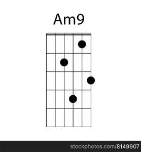 guitar chord icon Am9 vector illustration design