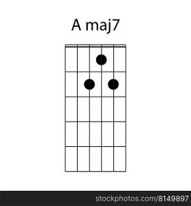 guitar chord icon Amaj7 vector illustration design
