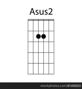 guitar chord icon Asus2 vector illustration design