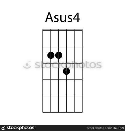 guitar chord icon Asus4 vector illustration design