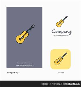 Guitar Company Logo App Icon and Splash Page Design. Creative Business App Design Elements