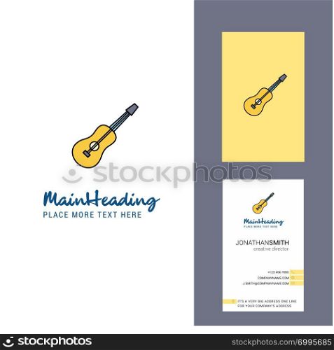 Guitar Creative Logo and business card. vertical Design Vector