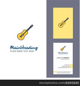 Guitar Creative Logo and business card. vertical Design Vector