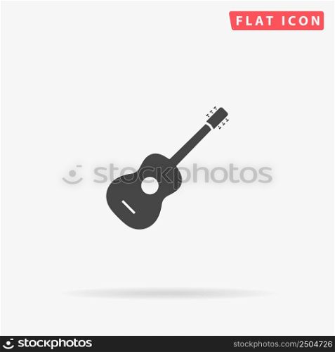 Guitar flat vector icon. Glyph style sign. Simple hand drawn illustrations symbol for concept infographics, designs projects, UI and UX, website or mobile application.. Guitar flat vector icon