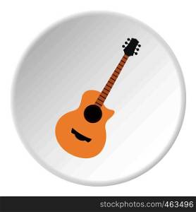 Guitar icon in flat circle isolated vector illustration for web. Guitar icon circle