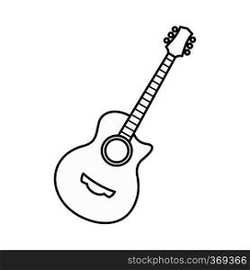 Guitar icon in outline style isolated on white background. Musical instrument symbol vector illustration. Guitar icon, outline style