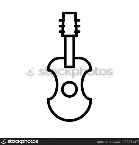 Guitar icon line isolated on white background. Black flat thin icon on modern outline style. Linear symbol and editable stroke. Simple and pixel perfect stroke vector illustration