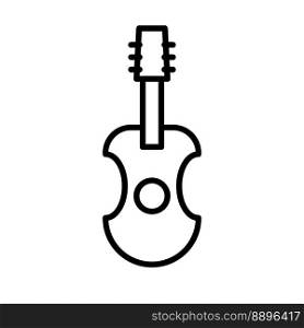 Guitar icon line isolated on white background. Black flat thin icon on modern outline style. Linear symbol and editable stroke. Simple and pixel perfect stroke vector illustration
