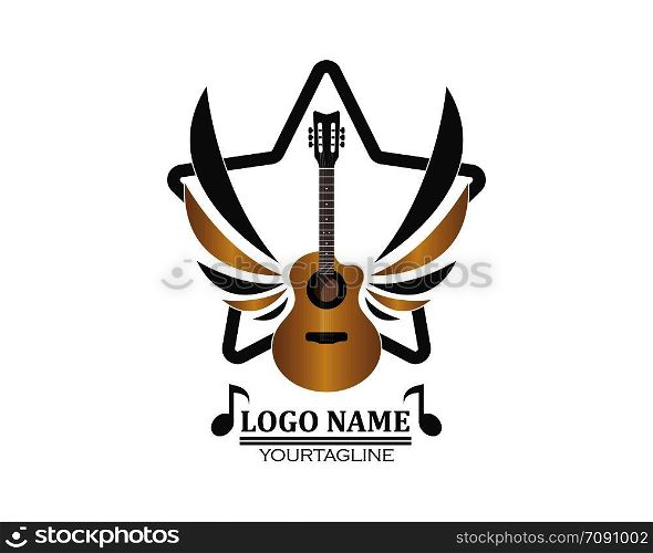 guitar icon logo vector illustration design template