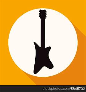 guitar icon on white circle with a long shadow