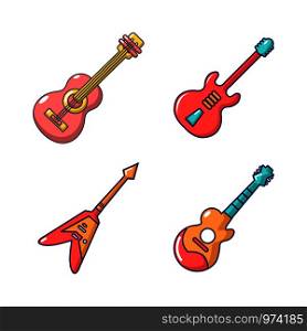Guitar icon set. Cartoon set of guitar vector icons for web design isolated on white background. Guitar icon set, cartoon style