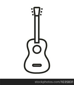 Guitar Icon vector acoustic musical instrument sign Isolated on white. Guitar Icon vector acoustic musical instrument sign Isolated