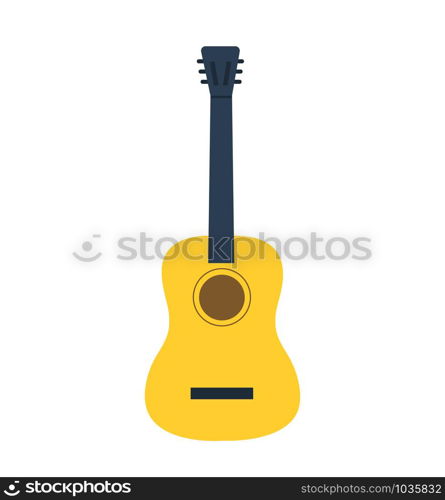 Guitar icon vector classical wooden guitar isolated on white. Guitar icon vector classical wooden guitar isolated