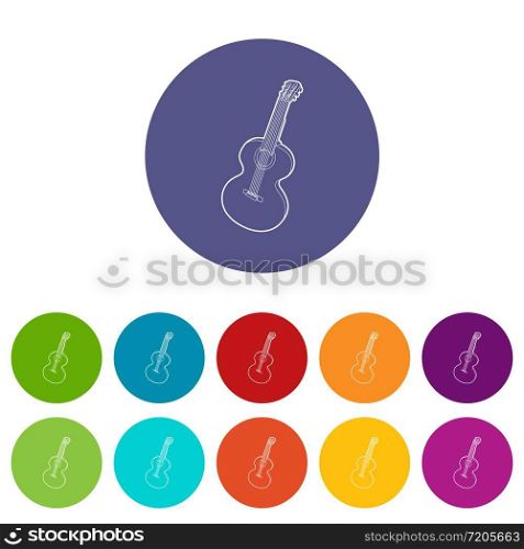 Guitar icons color set vector for any web design on white background. Guitar icons set vector color