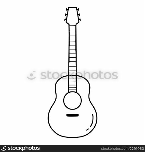 Guitar in style of doodle. Hand drawn sketch. Musical instrument.