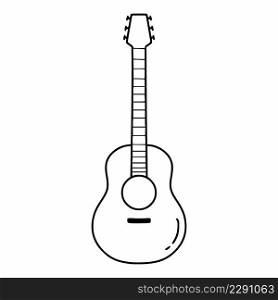 Guitar in style of doodle. Hand drawn sketch. Musical instrument.
