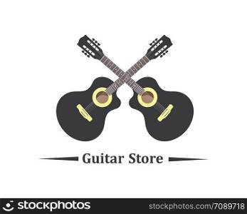 guitar logo icon vector illustration design template