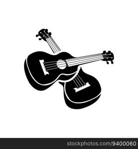 Guitar Logo, Ukulele Musical instrument Vector, Simple Silhouette Design