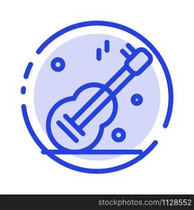 Guitar, Music, Usa, American Blue Dotted Line Line Icon