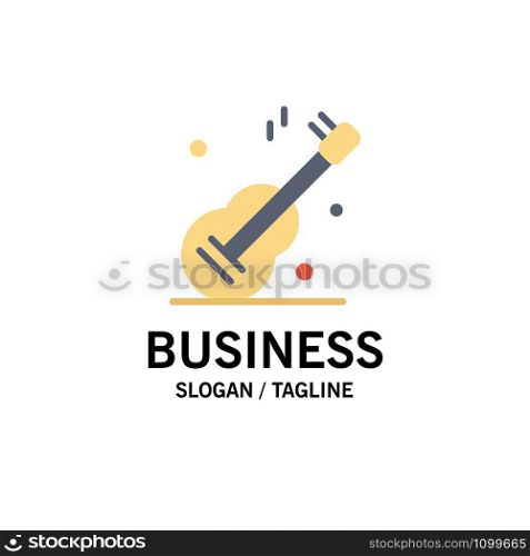 Guitar, Music, Usa, American Business Logo Template. Flat Color