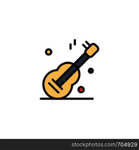Guitar, Music, Usa, American Business Logo Template. Flat Color