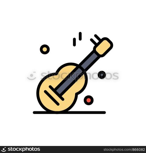 Guitar, Music, Usa, American Flat Color Icon. Vector icon banner Template