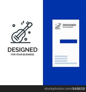 Guitar, Music, Usa, American Grey Logo Design and Business Card Template