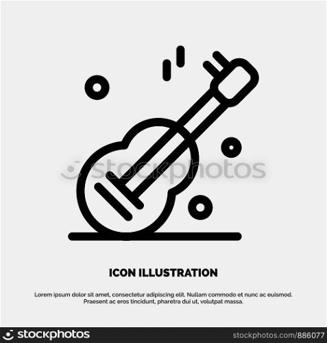 Guitar, Music, Usa, American Line Icon Vector